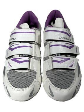 NEW Venzo MX Womens 6.5 EU 38 Road Cycling Shoes 3 Bolt Cleats White Purple